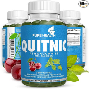 Pure Health Brands Quit-NIC, Quit Smoking Gummies, with Ashwagandha Plus Zen Calming QUITNIC to Help Stop Smoking Gummies, All-Natural - Nicotine Free - Non-GMO, Vegan. 60 Gummies, Value Pack