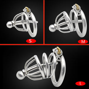 CHASTE BIRD Male 304 Stainless Steel Metal Chastity Device with Urethra Catheter Cock Cage Penis Ring Belt Sex Toy BDSM A229-1