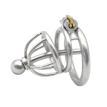 Load image into Gallery viewer, CHASTE BIRD Male 304 Stainless Steel Metal Chastity Device with Urethra Catheter Cock Cage Penis Ring Belt Sex Toy BDSM A229-1
